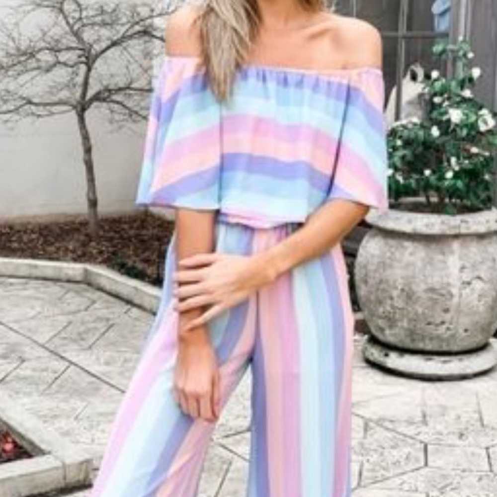 Red Dress - Buddy Love Vertically striped jumpsuit
